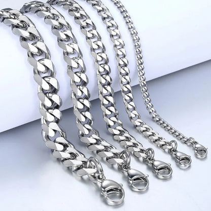 Pulsera Cadena Cubana Clásica para Hombres – Acero Inoxidable 3/5/7/9mm, Joyería Moderna Unisex