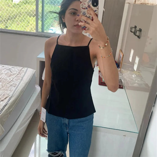 Top Mujer Sexy 2025 | Crop Top Sin Espalda con Tirantes Elegante Fiesta Verano