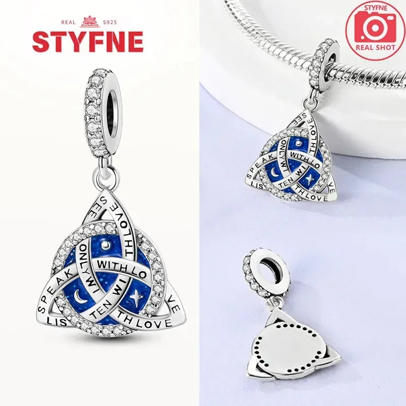 Charm Plata S925 Corazón Nudo Celta con Ojo Azul | Dije Compatible con Pulsera Pandora