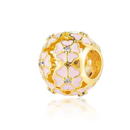 Charm Plata 925 Flores Rosadas | Cerezo y Margarita Brillante Compatible Pandora