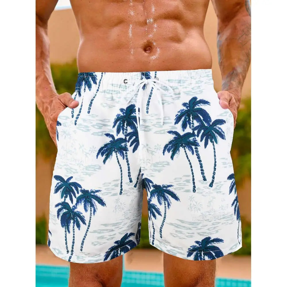Shorts de Playa para Hombre 2025 con Forro de Malla y Estampado 3D de Plantas – Bañador Transpirable y Secado Rápido