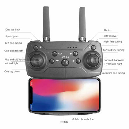 Drone Profesional E88 4K Gran Angular con Cámara HD, WiFi FPV, Altura Estable y Diseño Plegable RC