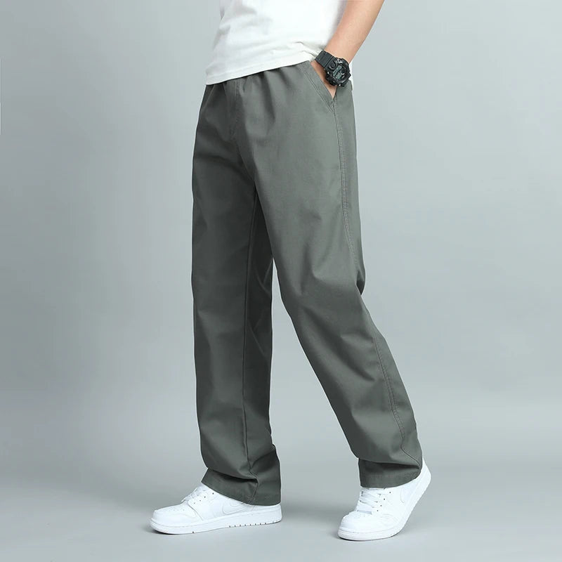 Pantalones Casuales de Algodón para Hombre – Tallas Grandes, Corte Suelto, Rectos, Múltiples Bolsillos, Jogger Largo, Verano y Otoño