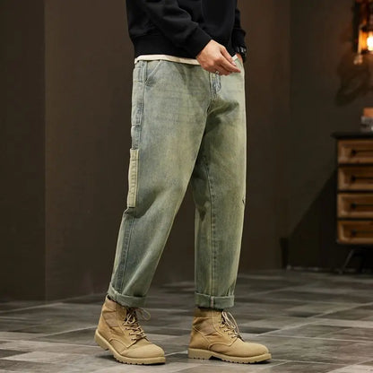 Jeans Baggy Hombre Anchos | Pantalones Vaqueros Oversize Retro Streetwear Patchwork Azul