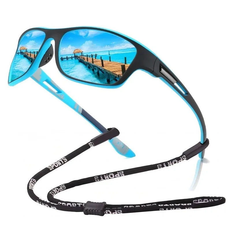 Gafas de Sol Deportivas Polarizadas con Cadena | Unisex Retro UV400 para Ciclismo, Pesca y Escalada