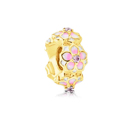 Charm Plata 925 Flores Rosadas | Cerezo y Margarita Brillante Compatible Pandora