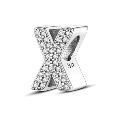 Charm letra alfabeto A-Z con circonias rosas en plata 925 – Abalorio elegante para pulseras tipo Pandora, joyería DIY personalizada