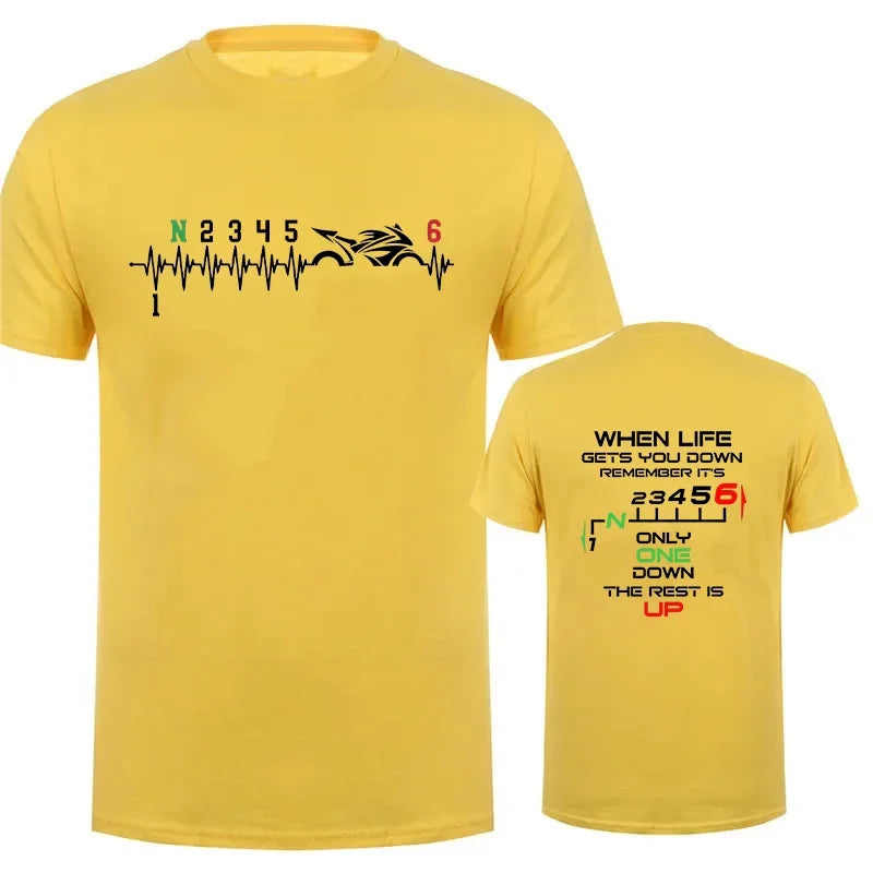 Camiseta Hombre 2025 | Oversize Motociclista con Estampado “Heartbeat”