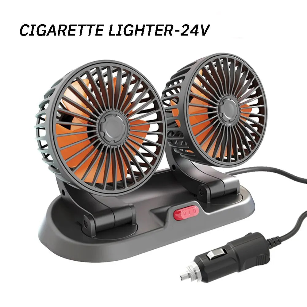 5V 12V 24V Car Fan Cooling Car Fan Dual Head Usb Car Fan 2 Speeds Adjustable Auto Cooler Air Fan Car Accessories Wind Regulation