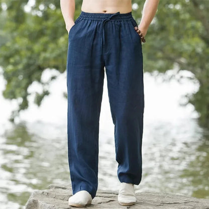 Pantalones Jogger de Playa para Hombre – Streetwear, Algodón y Lino, Casual, Vacaciones Hawaianas, Sueltos, Verano Largo
