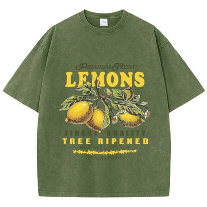 Camiseta Oversize Estampado Limones | T-Shirt Vintage Algodón Casual Verano