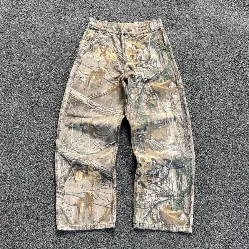 Jeans Oversize Camuflados Y2K | Pantalón Vaquero Recto Harajuku Hip Hop Streetwear