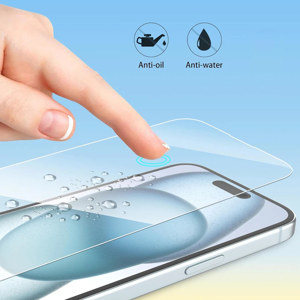 Protector de Pantalla de Vidrio Templado Transparente para iPhone 11 / 12 / 13 / 14 / 15 / 16 Series | iPhone Pro, Pro Max, Plus y Mini