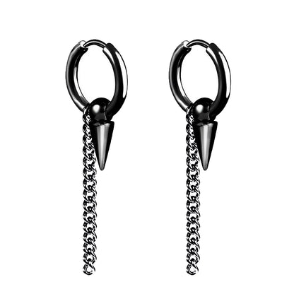 Aretes Punk de Acero Inoxidable Negro – 1 Par de Pendientes Unisex Estilo Hip Hop Vintage