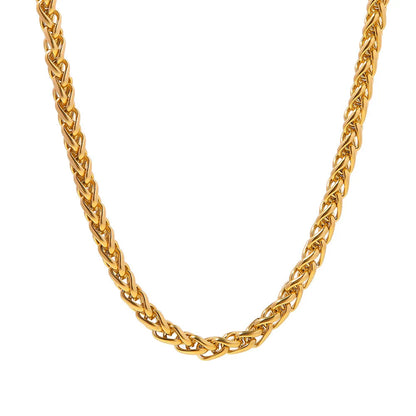 Conjunto de Joyería Geométrico – Collar y Pulsera en Acero Inoxidable Dorado 18K para Mujer