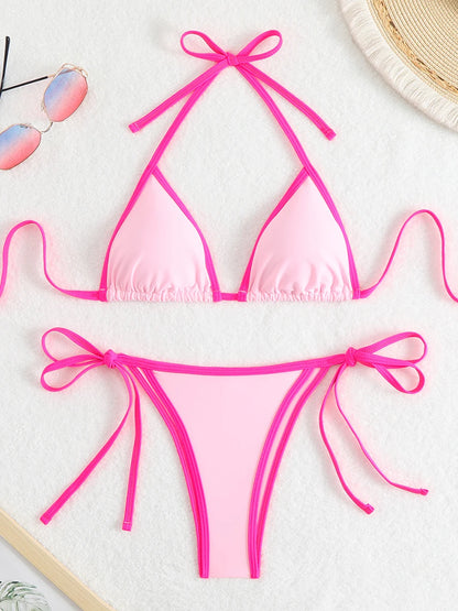 Bikini Triángulo Halter Mujer 2025 | Brasileño Sexy Playa y Piscina