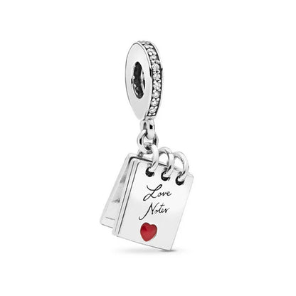 Charm colgante maestra plata 2023 – Abalorio en forma de cuaderno, lápiz y birrete para pulsera tipo Pandora mujer