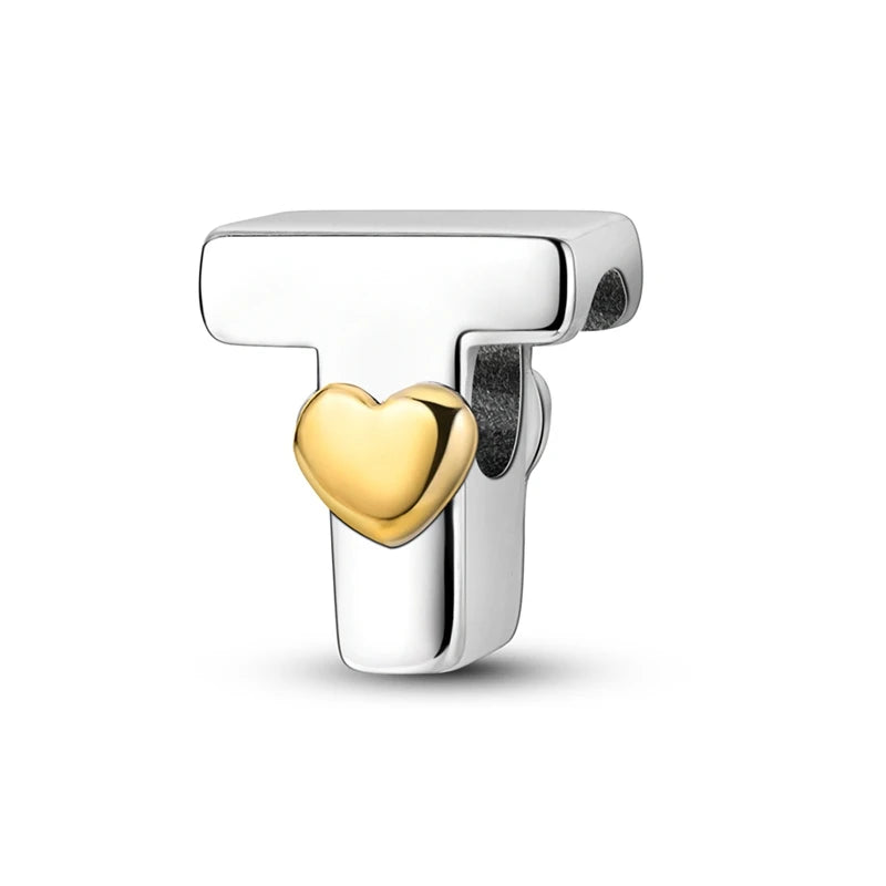 Charm letras alfabeto inglés de plata 925 – Colgante inicial A-Z para pulsera tipo Pandora, joyería DIY personalizada