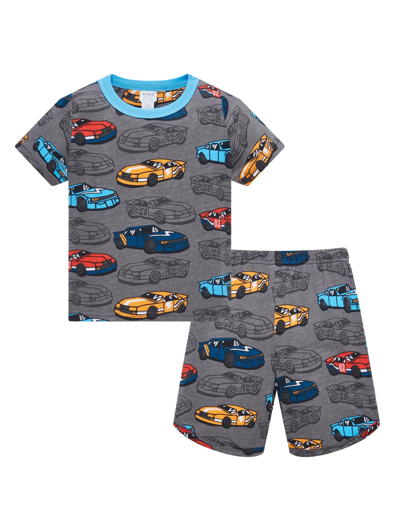 Pijama Infantil Niño Verano | 100% Algodón Conjunto 2 Piezas Carros Dibujos Animados