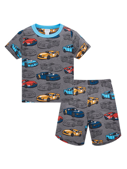 Pijama Infantil Niño Verano | 100% Algodón Conjunto 2 Piezas Carros Dibujos Animados