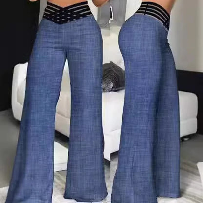 Pantalones Mujer Pierna Ancha Elegantes | Pantalón Acampanado Tiro Alto con Transparencias Y2K Streetwear