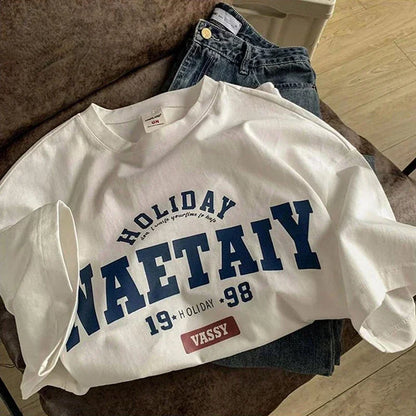 Camiseta Oversize Unisex Estilo Gótico | Estampado Letras Harajuku Y2K Manga Corta