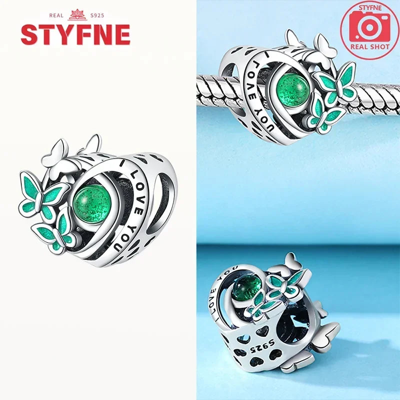 Charm Mariposa Colorida en Plata 925 con Circonitas – Beads Brillantes Compatibles Pandora Mujer Joyería DIY
