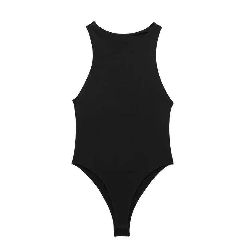 TRAF Body Mujer Sin Mangas Verano | Bodysuit Halter Blanco y Negro