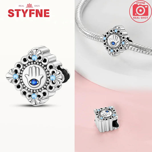 Charm Mano Hamsa Plata 925 | Amuleto de la Suerte Compatible Pandora Pulsera Mujer