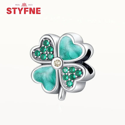 Charm Trébol de Cuatro Hojas en Plata 925 – Abalorios Suerte para Pulseras Originales Mujer
