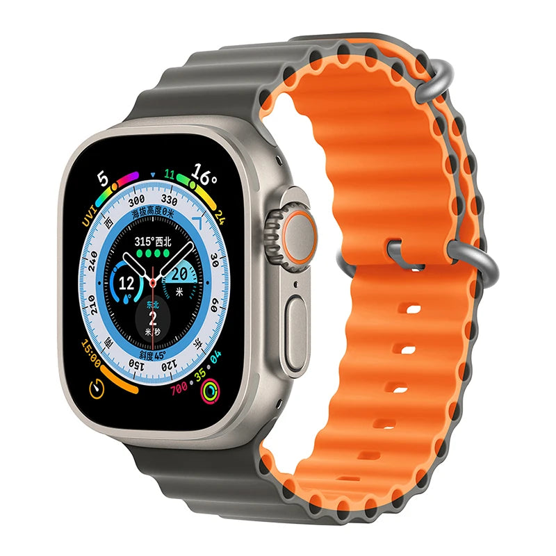 Correa Ocean de silicona para Apple Watch – Compatible Ultra 2, Series 10-5 (38mm-49mm)