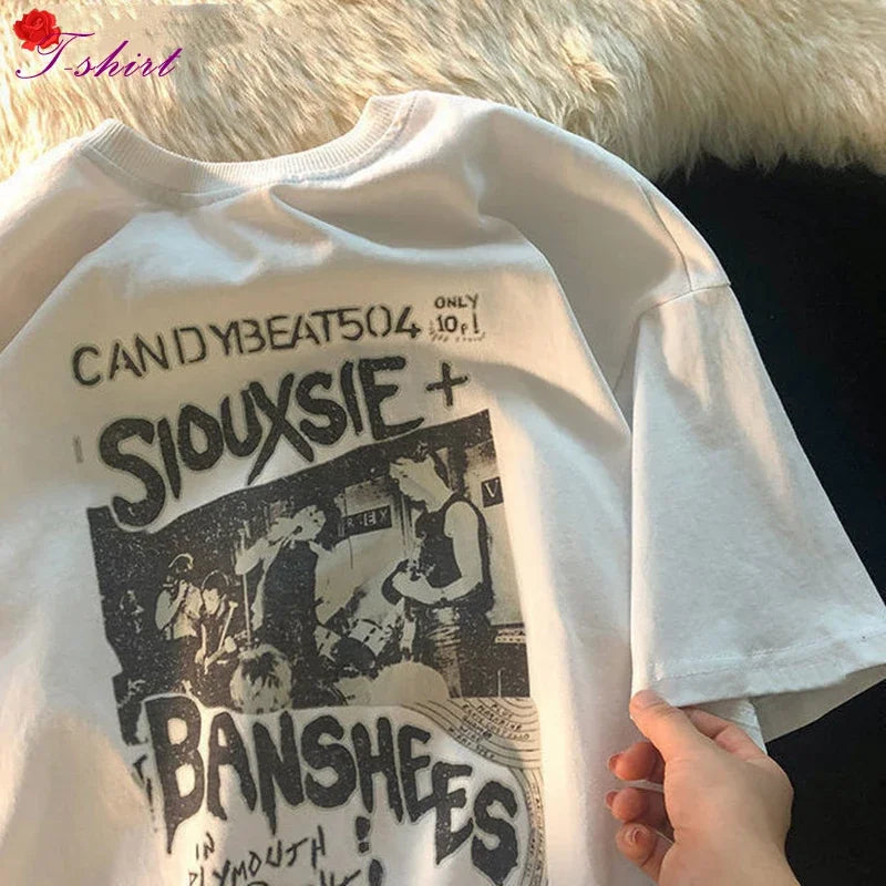 Camiseta Oversize Mujer Vintage | Estilo Grunge Harajuku Y2K Streetwear