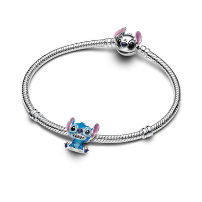 Collar, Aretes y Charm Disney Stitch | Compatible Pandora Pulsera Mujer DIY