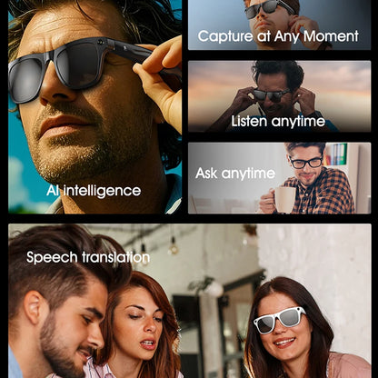 LIGE Gafas inteligentes con cámara AI – Lentes HD para fotos, video, traducción en tiempo real, reconocimiento de objetos, llamadas y música Bluetooth