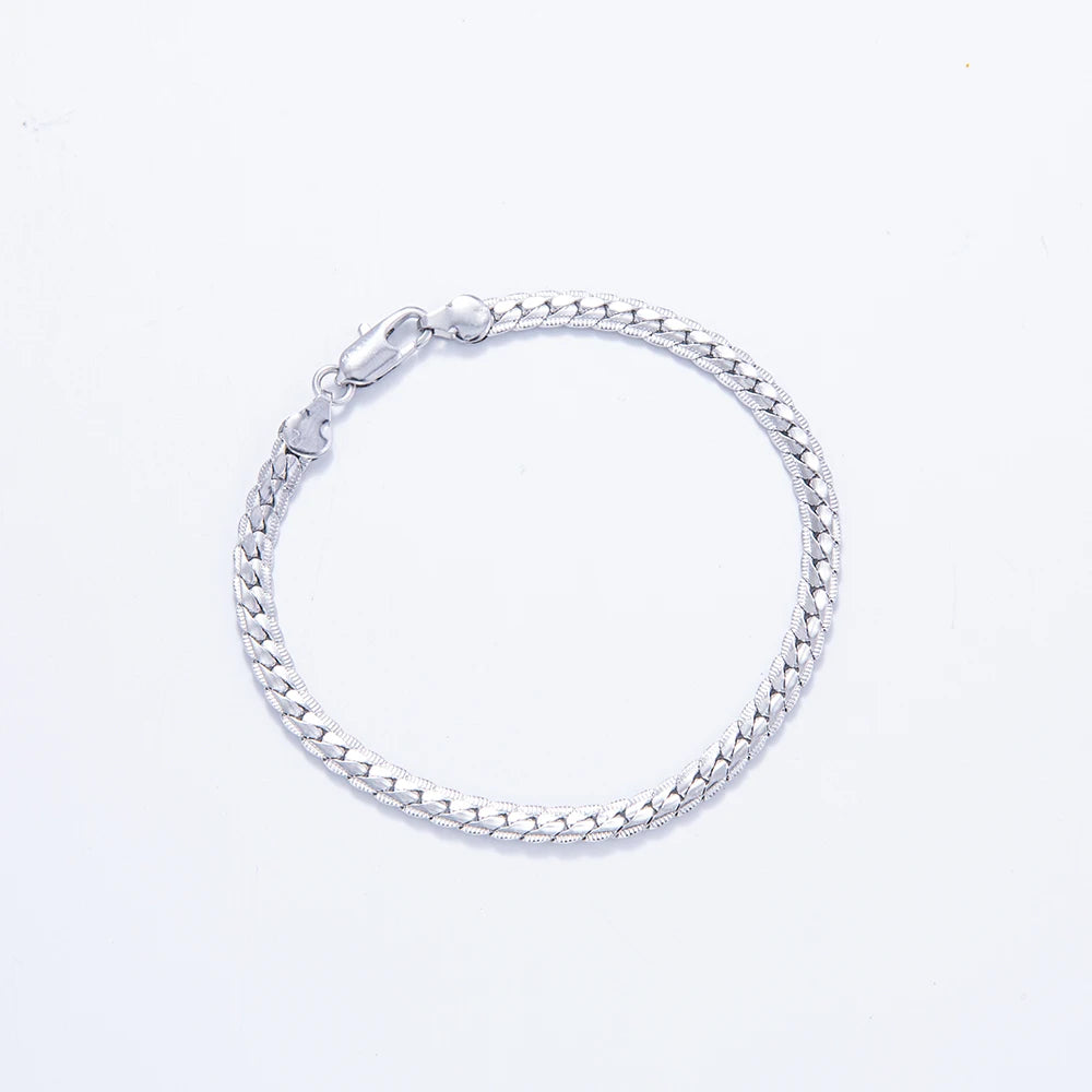 Cadena Plateada de Lujo 5MM para Mujer y Hombre - Collar de Moda 20-60CM para Boda o Uso Diario
