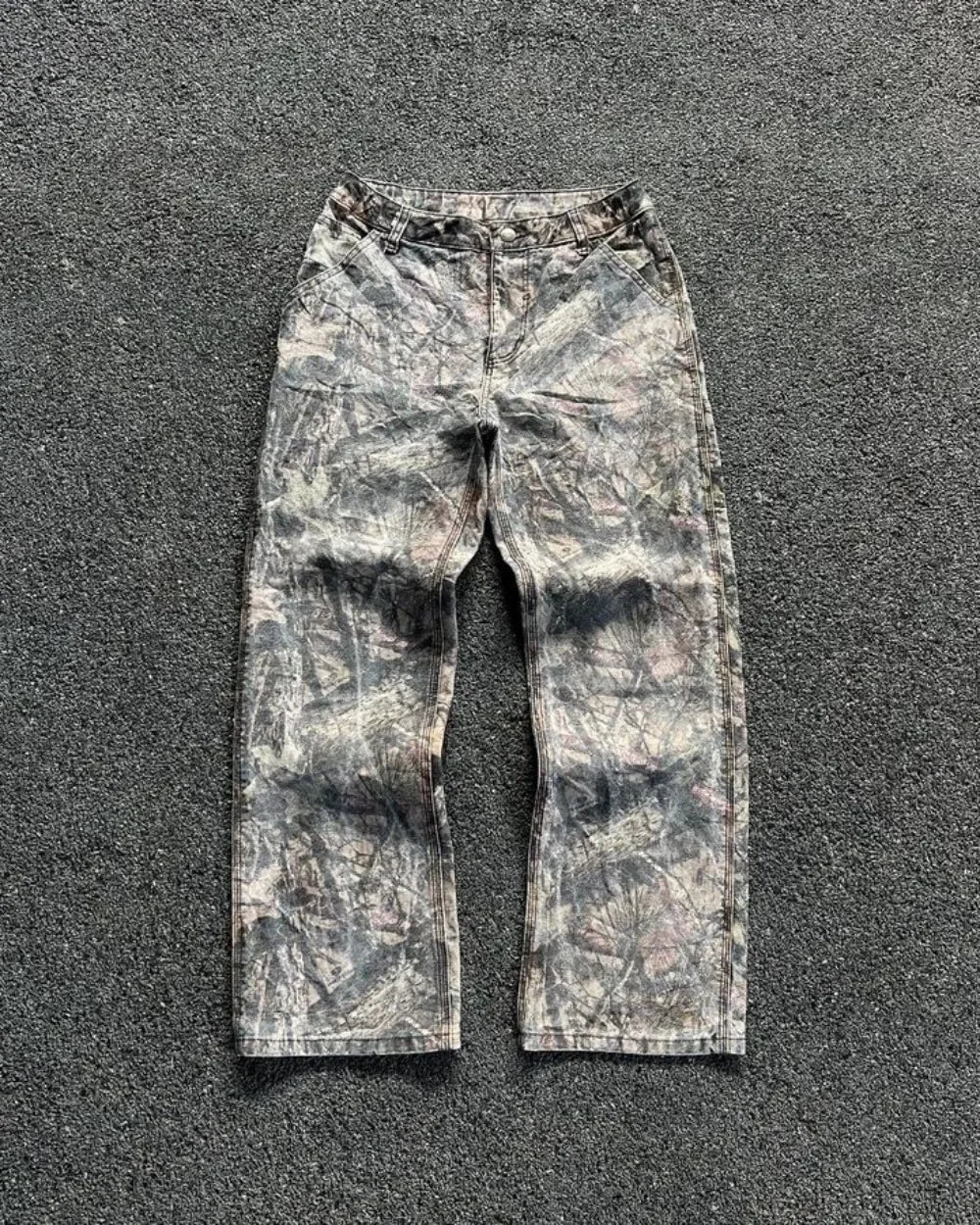 Jeans Camuflados Y2K Hombre | Pantalones Vaqueros Oversize Rectos Wide Leg Estilo Hip Hop Streetwear Retro