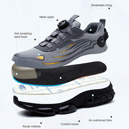 Zapatillas de Seguridad con Hebilla Giratoria – Ligeras, Transpirables y Resistentes, Suela Air Soft Antideslizante para Hombre