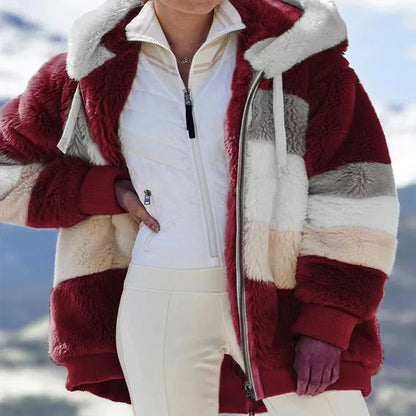 Chaqueta Oversize Mujer con Capucha y Bolsillos | Abrigo Streetwear Felpa Cálida Otoño Invierno