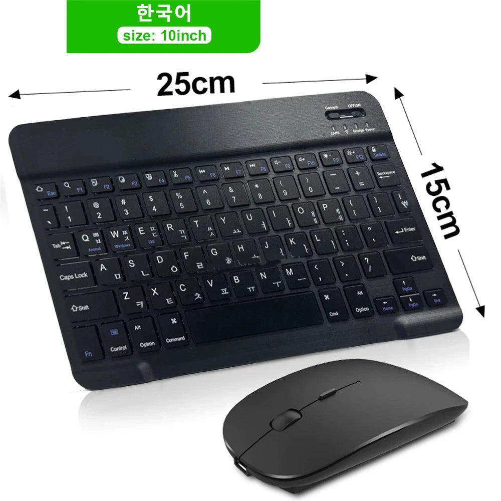 Teclado y Ratón Inalámbrico Bluetooth Universal – Compatible con iOS, Android y Windows, para iPad, Tablet y Laptop (Español, Coreano, Portugués, Ruso)
