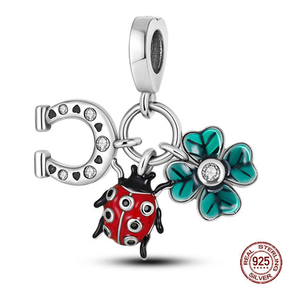 100% 925 Sterling Silver Creative Blue Luminous Firefly Charms Pendants Fit Qikaola 925 Original Bracelets DIY Birthday Jewelry