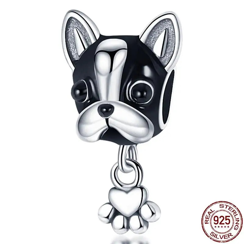 Charm animal mascota en plata 925 – Abalorio elegante para pulsera o collar tipo Pandora, joyería personalizada mujer