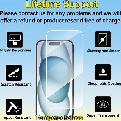Protector de Pantalla de Vidrio Templado Transparente para iPhone 11 / 12 / 13 / 14 / 15 / 16 Series | iPhone Pro, Pro Max, Plus y Mini