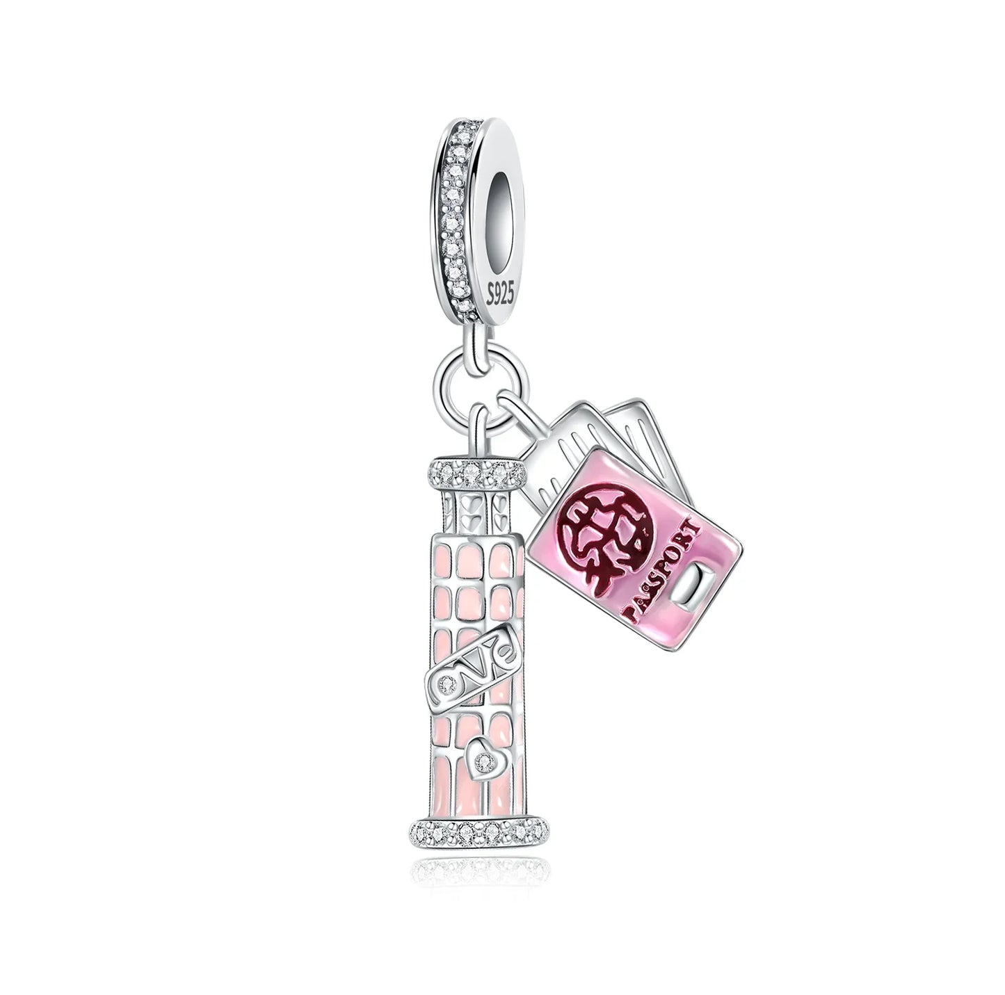 Charm Plata 925 Colgante Rosa Mariposa Corazón Flor Pájaro | Dije Para Pulsera Pandora Compatible