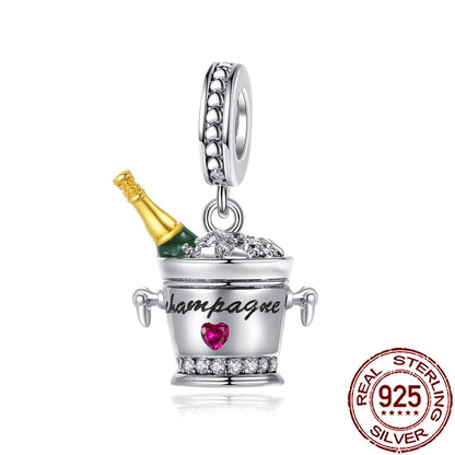 Charm Comida Divertida en Plata 925 – Café, Pastel, Frutas, Hamburguesa y Papas | Compatible Pandora 2025
