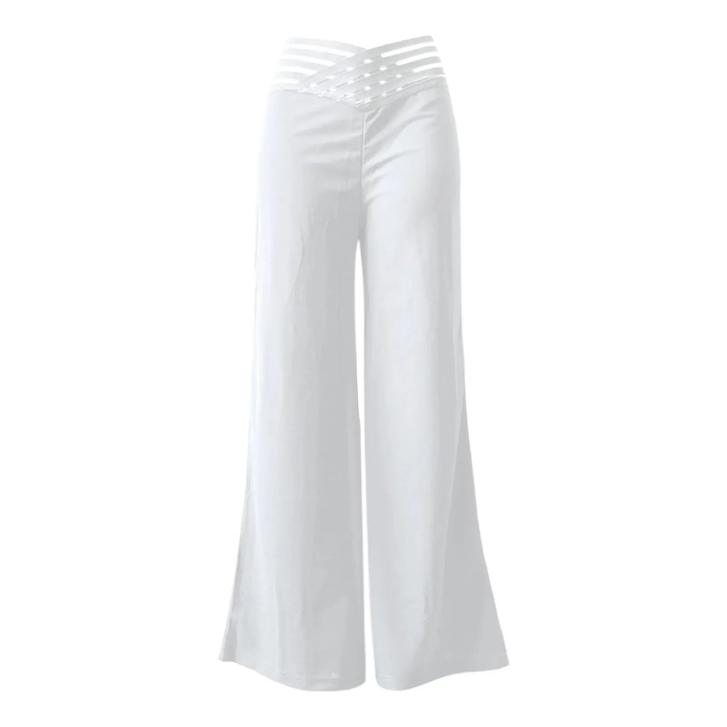 Pantalones Mujer Pierna Ancha Elegantes | Pantalón Acampanado Tiro Alto con Transparencias Y2K Streetwear