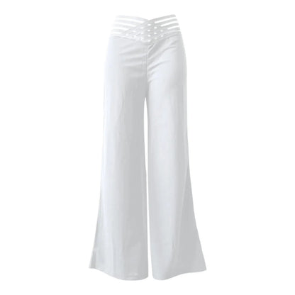 Pantalones Mujer Pierna Ancha Elegantes | Pantalón Acampanado Tiro Alto con Transparencias Y2K Streetwear