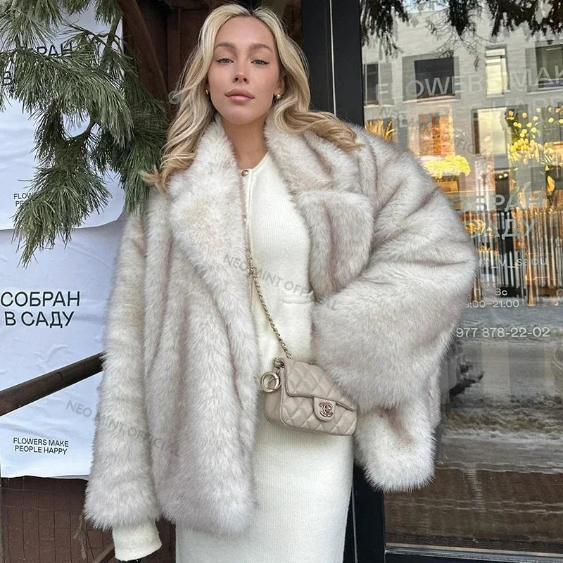 Abrigo Oversize Mujer Pelo Sintético Neo Mint 2025 | Chaqueta Gruesa Cálida Invierno Estilo Fashion