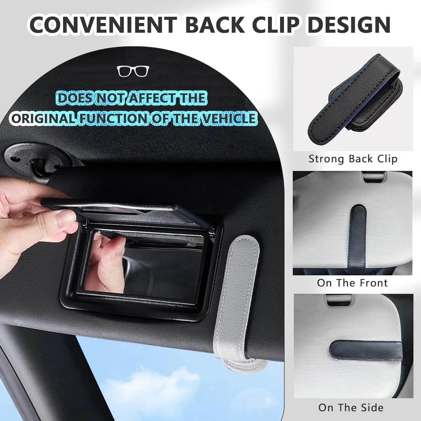 2PCS Porta Gafas de Sol Magnético para Parasol de Coche – Clip de Cuero con Soporte para Gafas y Tickets