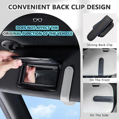 2PCS Porta Gafas de Sol Magnético para Parasol de Coche – Clip de Cuero con Soporte para Gafas y Tickets