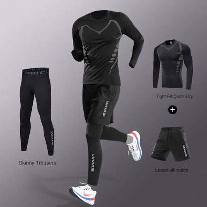 Conjunto Deportivo de Hombre 3-7 Piezas – Tracksuit Completo de Fibra Ice, Secado Rápido para Running, Gym, Ciclismo y Fitness